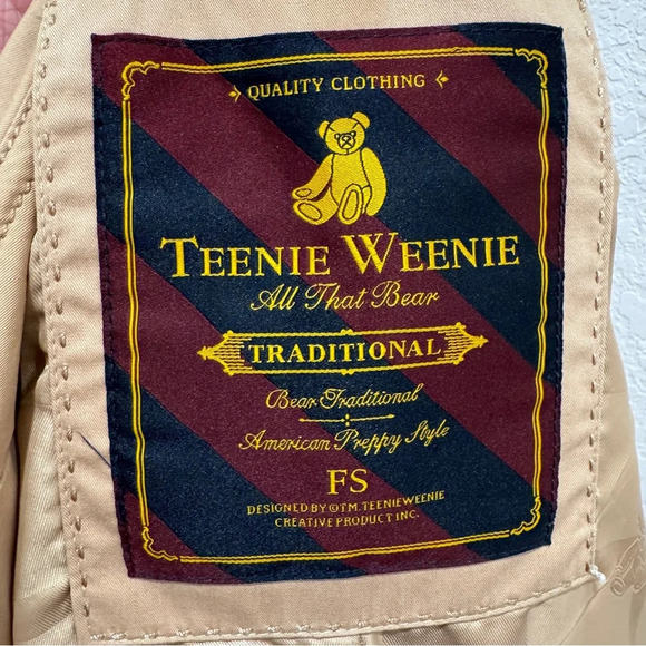 Teenie Weenie All That Bear Tan Khaki Double Breasted Belted Trench Coat Size S - Picture 2 of 16